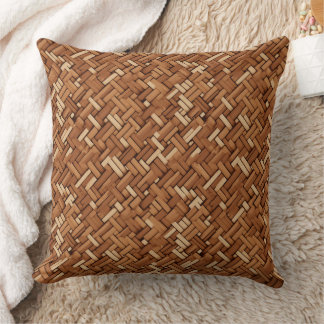 Geweven textuur in bruin en beige patroon kussen