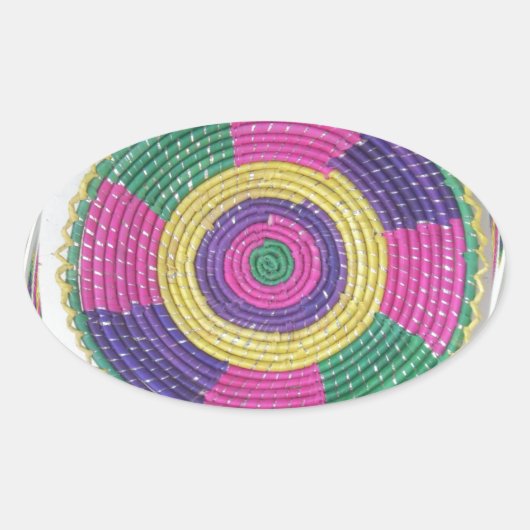 Geweven Whirl Art Print Ovale Sticker (Voorkant)