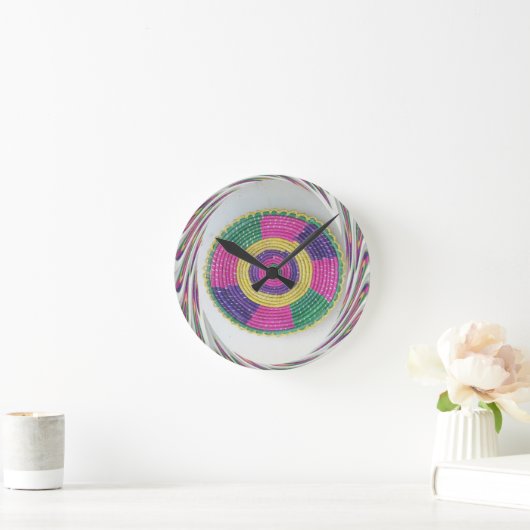 Geweven Whirl Art Print Ronde Klok (Huis)