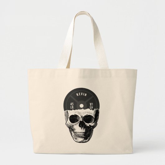 Gewicht Bord Skull Training Fitness Bodybuilding Grote Tote Bag (Voorkant)