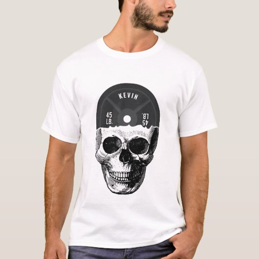 Gewicht Bord Skull Training Fitness Bodybuilding T-shirt (Voorkant)