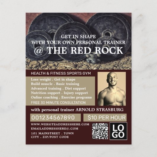 Gewicht Borden, persoonlijke trainer, gym Adverter Flyer (Voorkant)