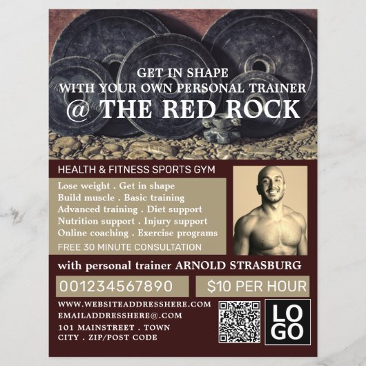 Gewicht Borden, persoonlijke trainer, gym Adverter Flyer (Voorkant)