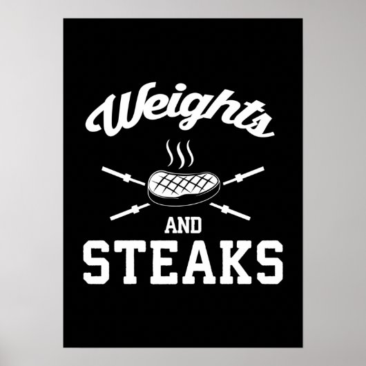Gewicht en steak - Funny Gym Poster (Voorkant)