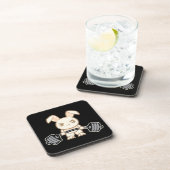 Gewicht Lifte Bunny Cartoon - Kute Anime Workout Bier Onderzetter (Rechterzijde)