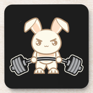 Gewicht Lifte Bunny Cartoon - Kute Anime Workout Bier Onderzetter