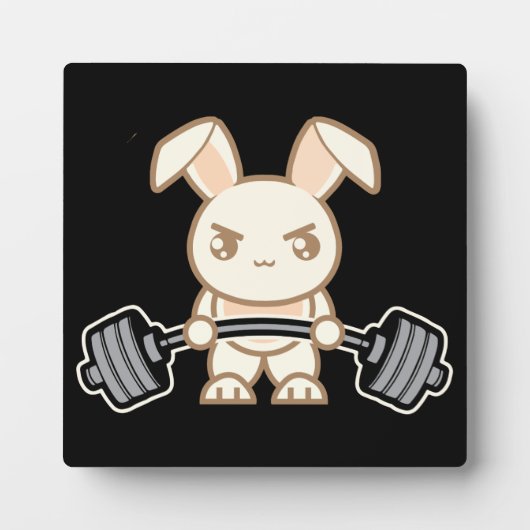 Gewicht Lifte Bunny Cartoon - Kute Anime Workout Fotoplaat (Voorkant)