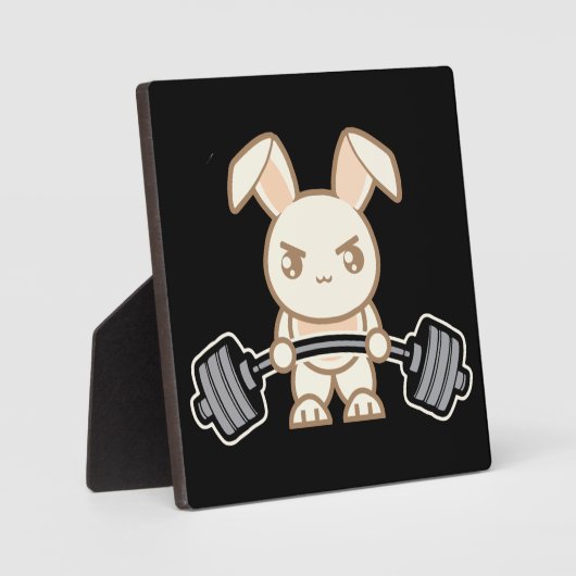Gewicht Lifte Bunny Cartoon - Kute Anime Workout Fotoplaat (Voorkant)