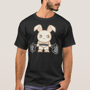 Gewicht Lifte Bunny Cartoon - Kute Anime Workout T-shirt