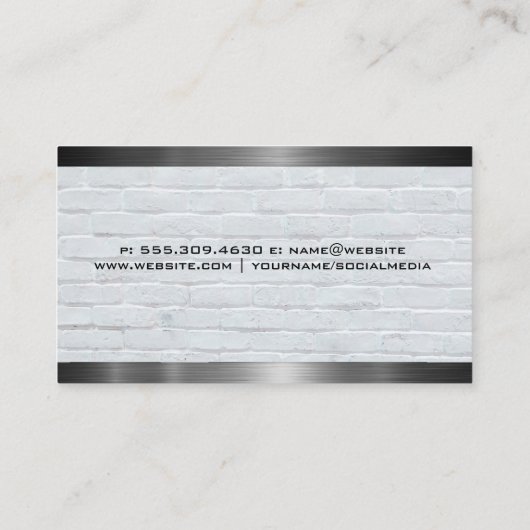 Gewicht Lifte Logo | Brick en metaal Visitekaartje (Achterkant)