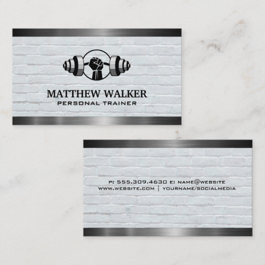 Gewicht Lifte Logo | Brick en metaal Visitekaartje (Voorkant / Achterkant)