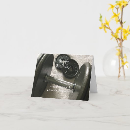 Gewicht Lifter Inspirerend geboortedag Kaart (Gele Bloem)