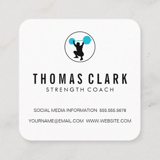 Gewicht Lifter Personal Trainer Vierkante Visitekaartje (Achterkant)