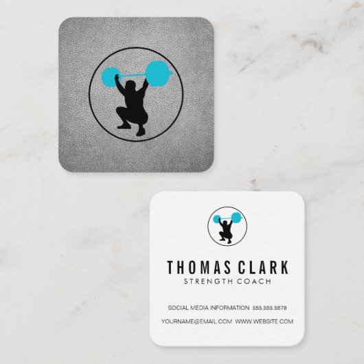 Gewicht Lifter Personal Trainer Vierkante Visitekaartje (Voorkant / Achterkant)