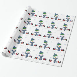 Gewicht Lifting Snowman Cadeaupapier