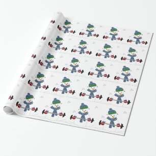 Gewicht Lifting Snowman Cadeaupapier