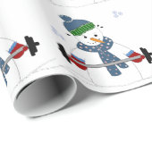 Gewicht Lifting Snowman Cadeaupapier (Rol Hoek)