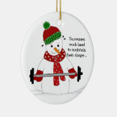 Gewicht Lifting Snowman Keramisch Ornament (Rechts)