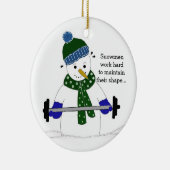 Gewicht Lifting Snowman Keramisch Ornament (Rechts)