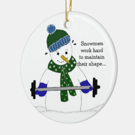 Gewicht Lifting Snowman Keramisch Ornament