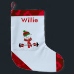 Gewicht Lifting Snowman Kleine Kerstsok<br><div class="desc">Een schattige sneeuwman in zijn winterse accessoires die gewichten optilt. Geweldig voor die stoere jongens! Voeg de naam toe zoals gewenst.</div>