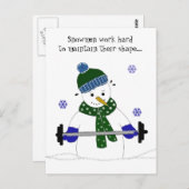 Gewicht Lifting Snowman met Gezegde Briefkaart (Voorkant / Achterkant)