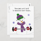 Gewicht Lifting Snowman met Gezegde Briefkaart (Voorkant / Achterkant)