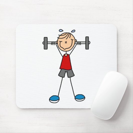 Gewicht Lifting Stick Figuur Mousepad Muismat (Met muis)