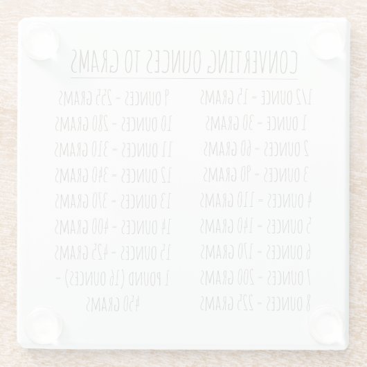 Gewicht omzettingstabel  Eenvoudig Glazen Onderzetter (Achterkant)
