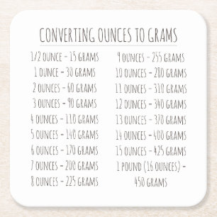 Gewicht omzettingstabel  Eenvoudig Kartonnen Onderzetters