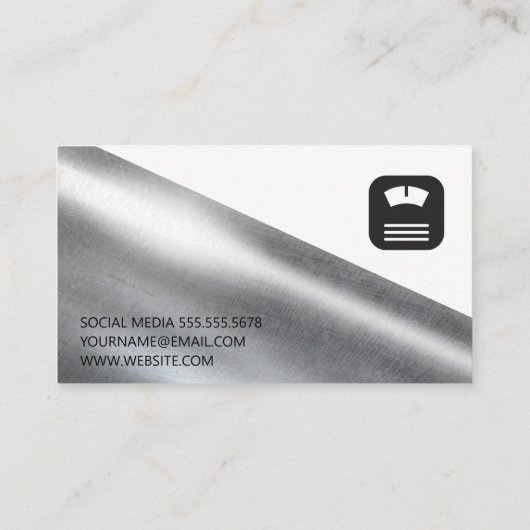 Gewicht | Schaal | Metaal Visitekaartje (Achterkant)