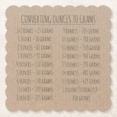 Gewicht van conversiegrafiek  Simple Kraft Paper Kartonnen Onderzetters (Voorkant)