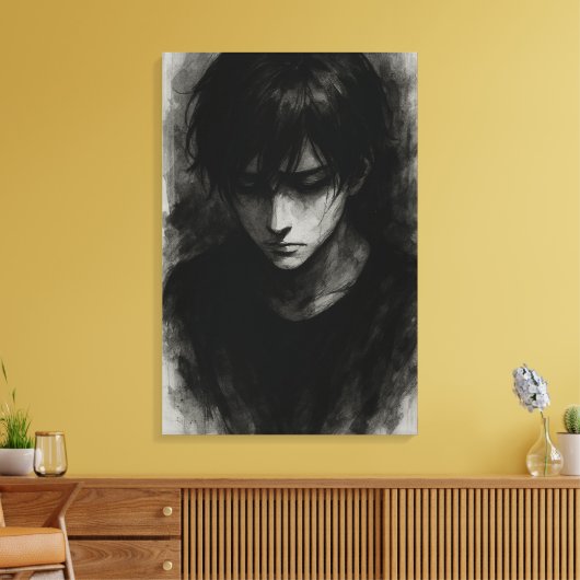 Gewicht van stilte - Inked Reflection Canvas Print (Insitu (Woonkamer))