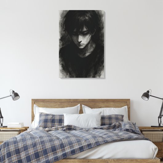 Gewicht van stilte - Inked Reflection Canvas Print (Insitu (Slaapkamer))