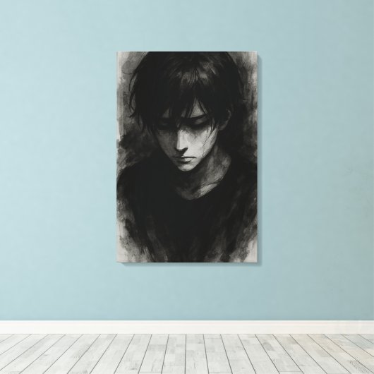 Gewicht van stilte - Inked Reflection Canvas Print (Insitu (Houten vloer))