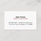 Gewicht Voedingsdiëtist Dietoloog Visitekaartje (Achterkant)