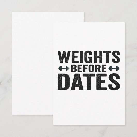 Gewicht voor datums Funny Fitness Workout Gift Bedankkaart (Voorkant / Achterkant)