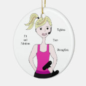 Gewicht Vrouw optillen Keramisch Ornament (Links)