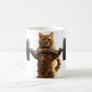 Gewichten heffende kattenmok voor gymliefhebbers koffiemok