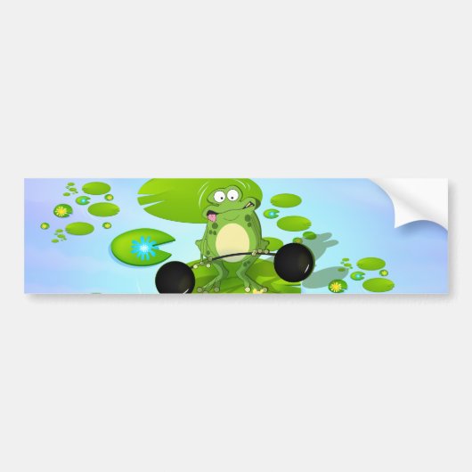 Gewichten heffende Kikker Bumpersticker (Voorkant)