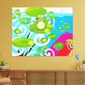 Gewichten heffende kikker canvas afdruk (Insitu (Woonkamer))