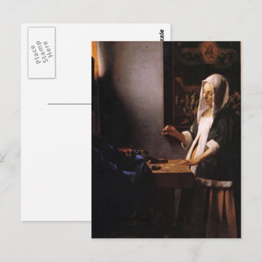 Gewichten van Johannes Vermeer Briefkaart (Voorkant / Achterkant)