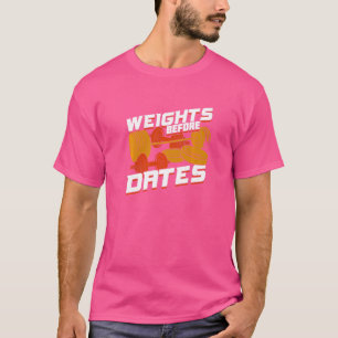 Gewichten vóór datums voor een fitness t-shirt