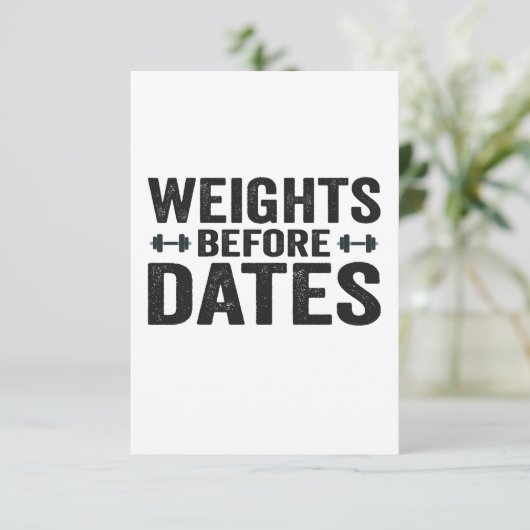 Gewichten voor grappige trainingsworkoutcadeaus bedankkaart (Staand voorkant)
