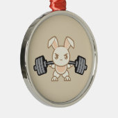 Gewichtende Bunny Cartoon - Squat - Beendedag, Gym Metalen Ornament (Rechts)