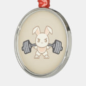 Gewichtende Bunny Cartoon - Squat - Beendedag, Gym Metalen Ornament (Links)