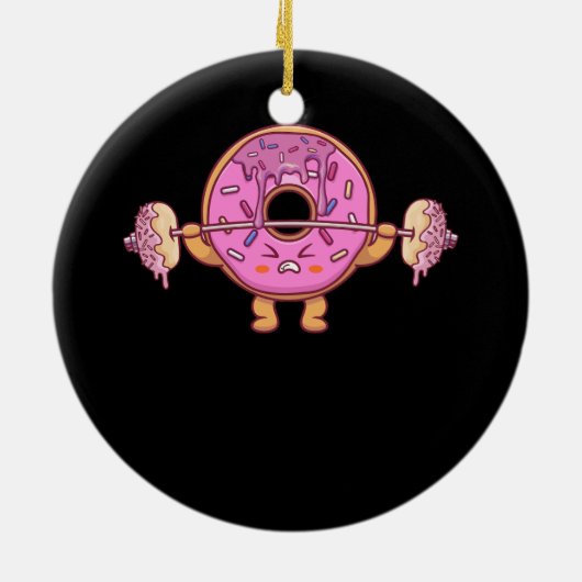 Gewichtheffen Barbell Funny Workout Gym Gewichthef Keramisch Ornament (Achterkant)