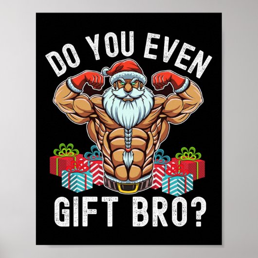 Gewichtheffen Bodybuilding Kerstmis Kerstman Poster (Voorkant)