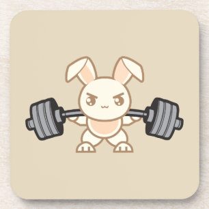 Gewichtheffen Bunny Cartoon - Squat - Beendag, Gym Bier Onderzetter