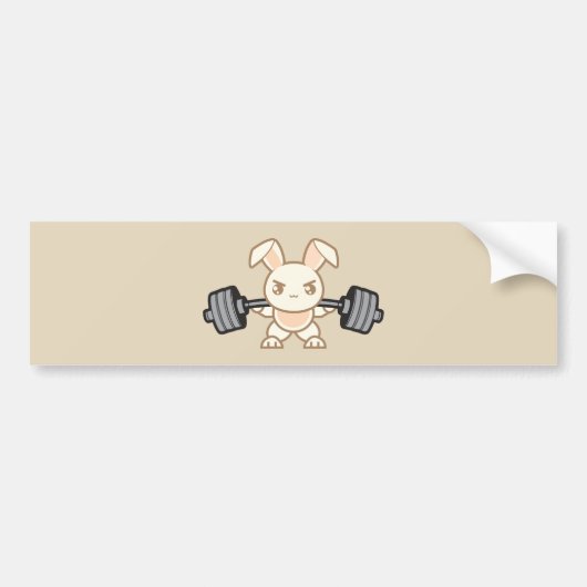 Gewichtheffen Bunny Cartoon - Squat - Beendag, Gym Bumpersticker (Voorkant)